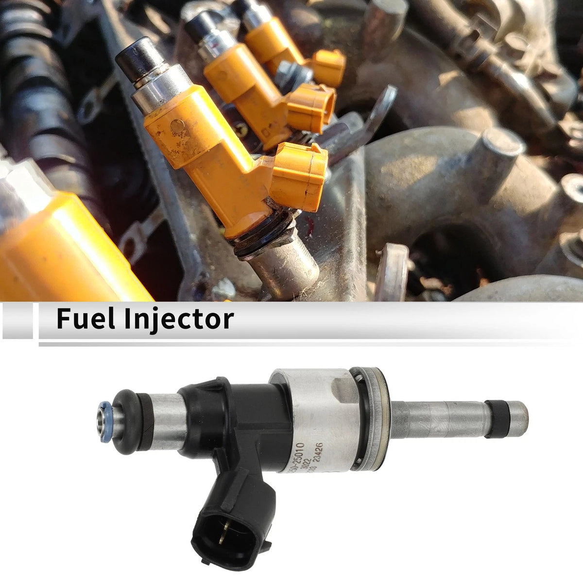 Fuel Injector 2.5 for TOYOTA RAV4 (2019-2023) 1 Pc Black Silver Tone