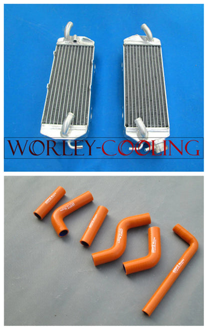 Aluminum Radiator + Orange Hose for KTM 250/400/450/520/525 MXC/EXC (2000-2002)