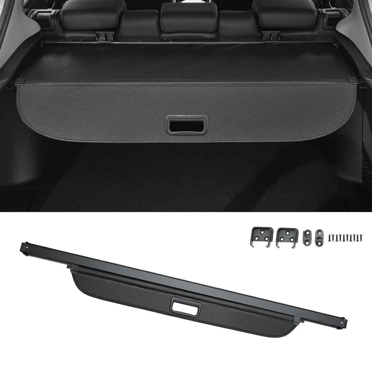 Cargo Cover for Kia Soul (2008-2013) - Retractable Black Carbon Fiber