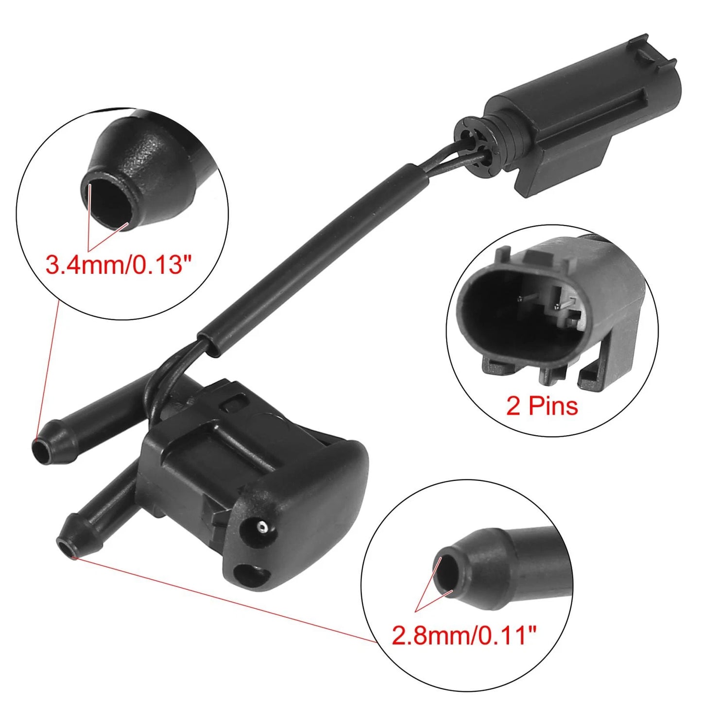 2 x Windshield Washer Nozzles with Heating for BMW 5 Series E39 (1997-2003)