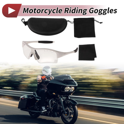 Motorcycle Riding Goggles Clear Lens White Frame PC TPU for Motorcycle