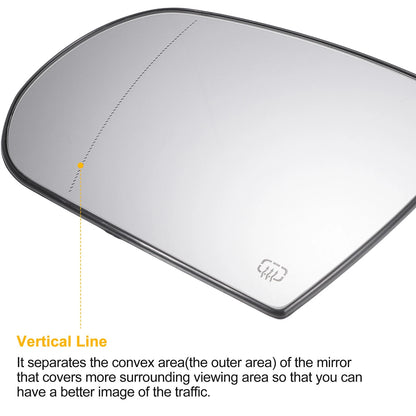 Left Side White Mirror Glass w/ Back Heated for Jeep Cherokee Compass (2011-2023)