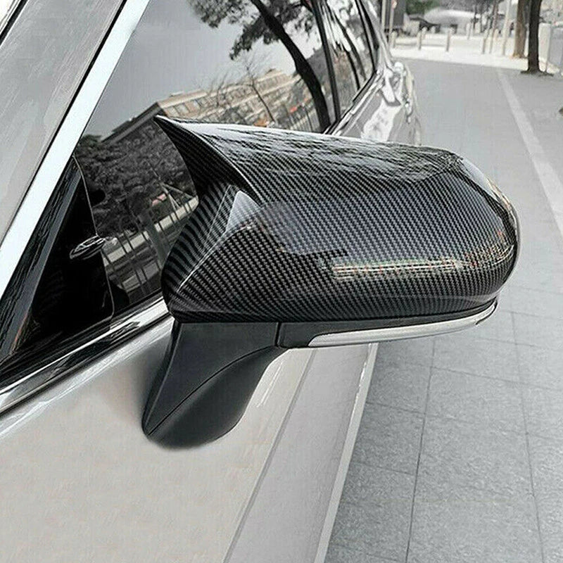 Carbon Black Mirror Covers & 4 x Door Handle Covers for 2018-2023 Toyota Camry