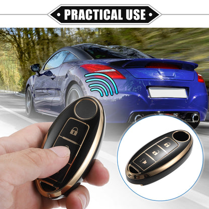3 Button Keyless Key Fob Shell Cover Case for Nissan Altima Armada TPU Black