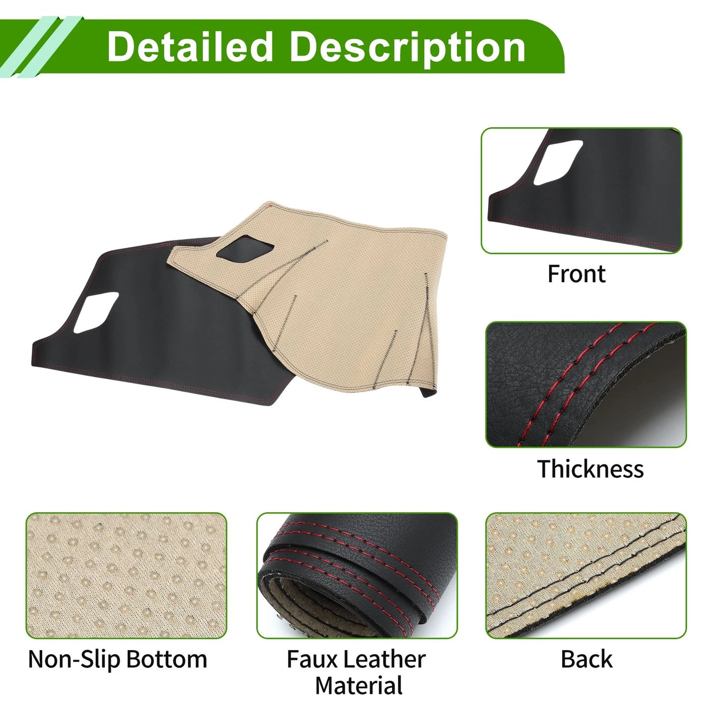 Dashboard Cover Mat for BMW X1 2016-2019 - Black Red Carpet