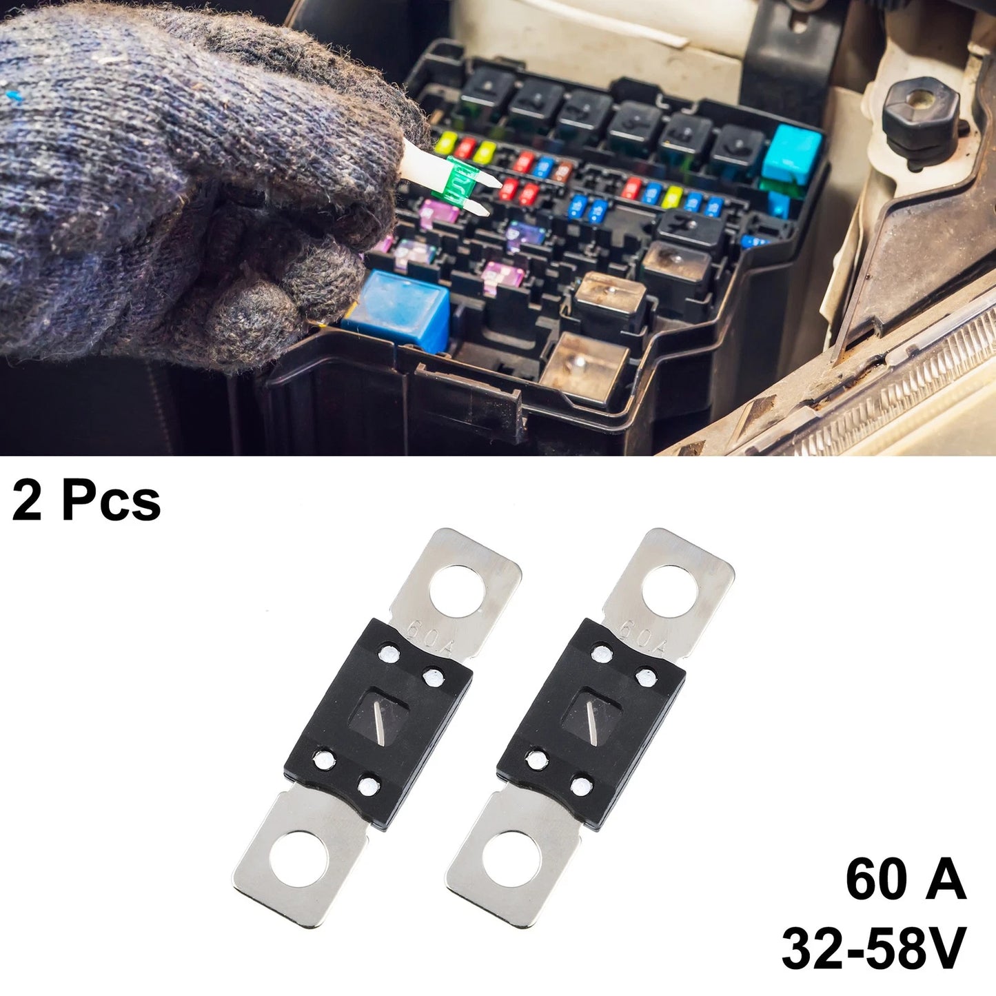2 x 60A 32V Fuse Holder for Automotive Truck Motorcycle Boat Audio