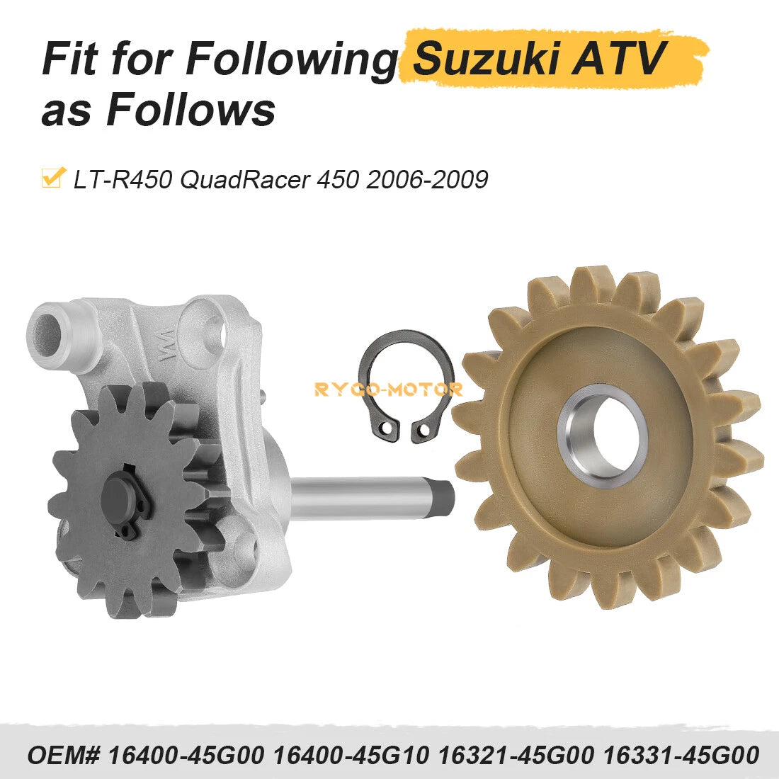 Oil Pump Assembly & Idle Gear for Suzuki LTR450 LT-R450 Quadracer (2006–2009)