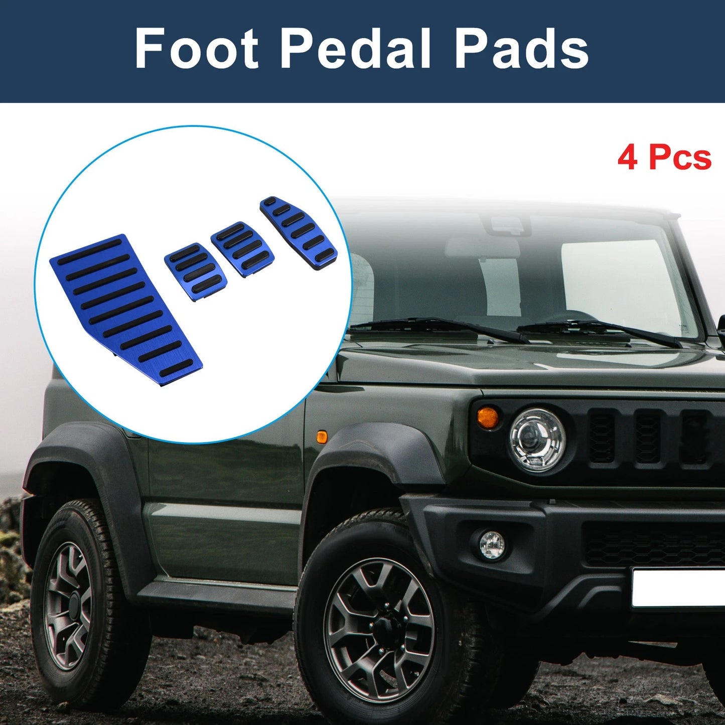 4 Pcs Manual Foot Accelerator Pedal Covers for Suzuki Jimny (2018-2022) Blue