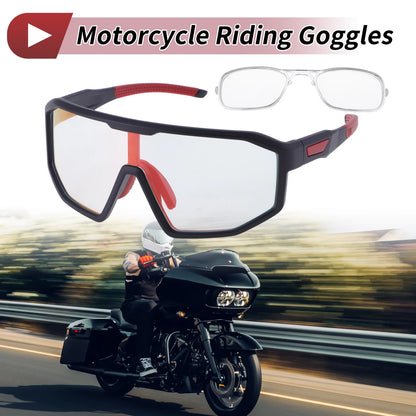 Riding Goggles Light Red Lens Black Frame PC for Motorcycle