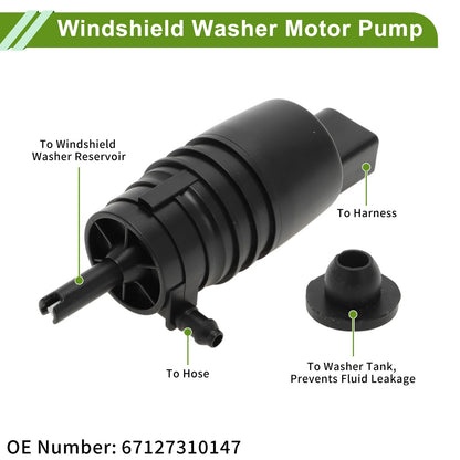 Windshield Washer Pump w/Grommet for BMW 528i Sedan (2009-2017)