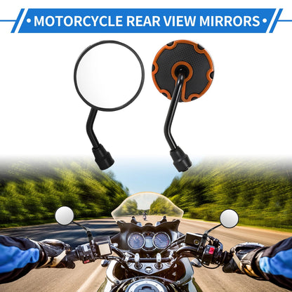 M10 Rear View Mirrors Round Handlebar Orange Black Iron for Motorcycle