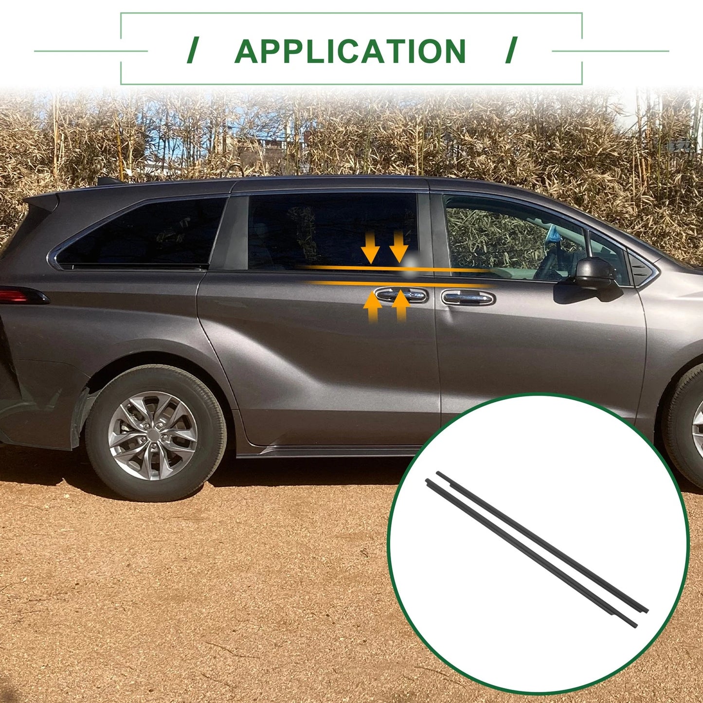 Front Left & Right Weatherstrip Window Seal for Toyota Sienna (2004-2020)