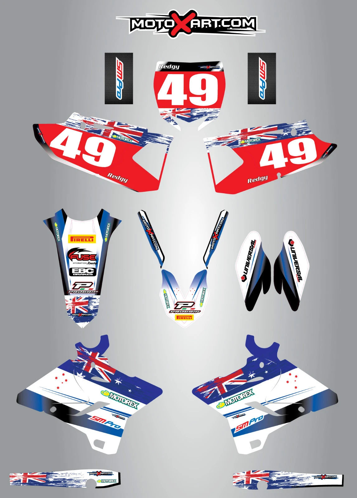 Custom Graphics Kit for Yamaha YZ 125 (2015-2016) - Aussie Pride Stickers