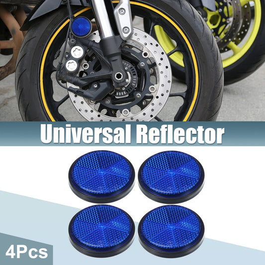 4 x Universal Round Shape Reflectors for Motorcycle Garbage Cans Car Blue