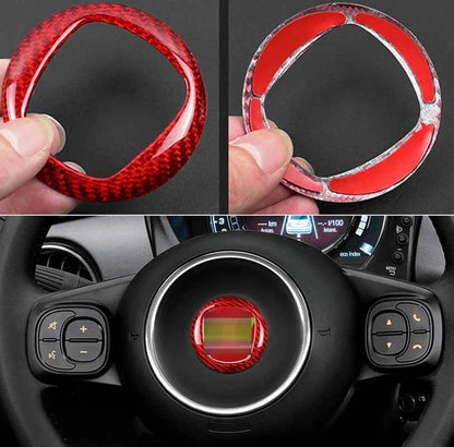 Dry Carbon Fiber Steering Wheel Logo Cover Trim for Fiat 500 2012-2019