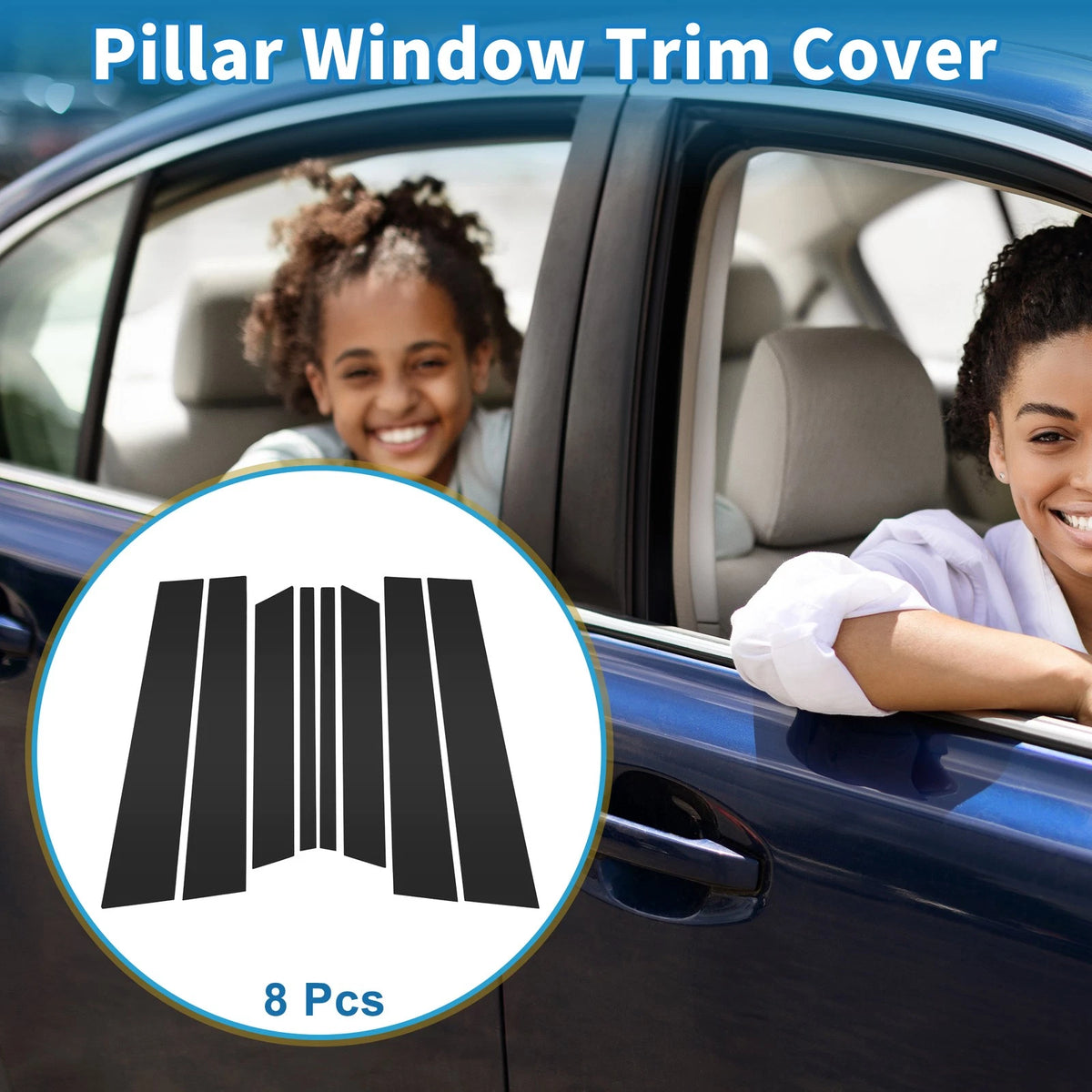 8pcs Door Pillar Window Trim for Ford Territory (2023-2024) Black