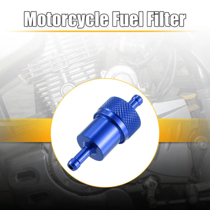 8mm Dia Hose Aluminum Alloy Fuel Filter Cleaner for Motorcycle Blue