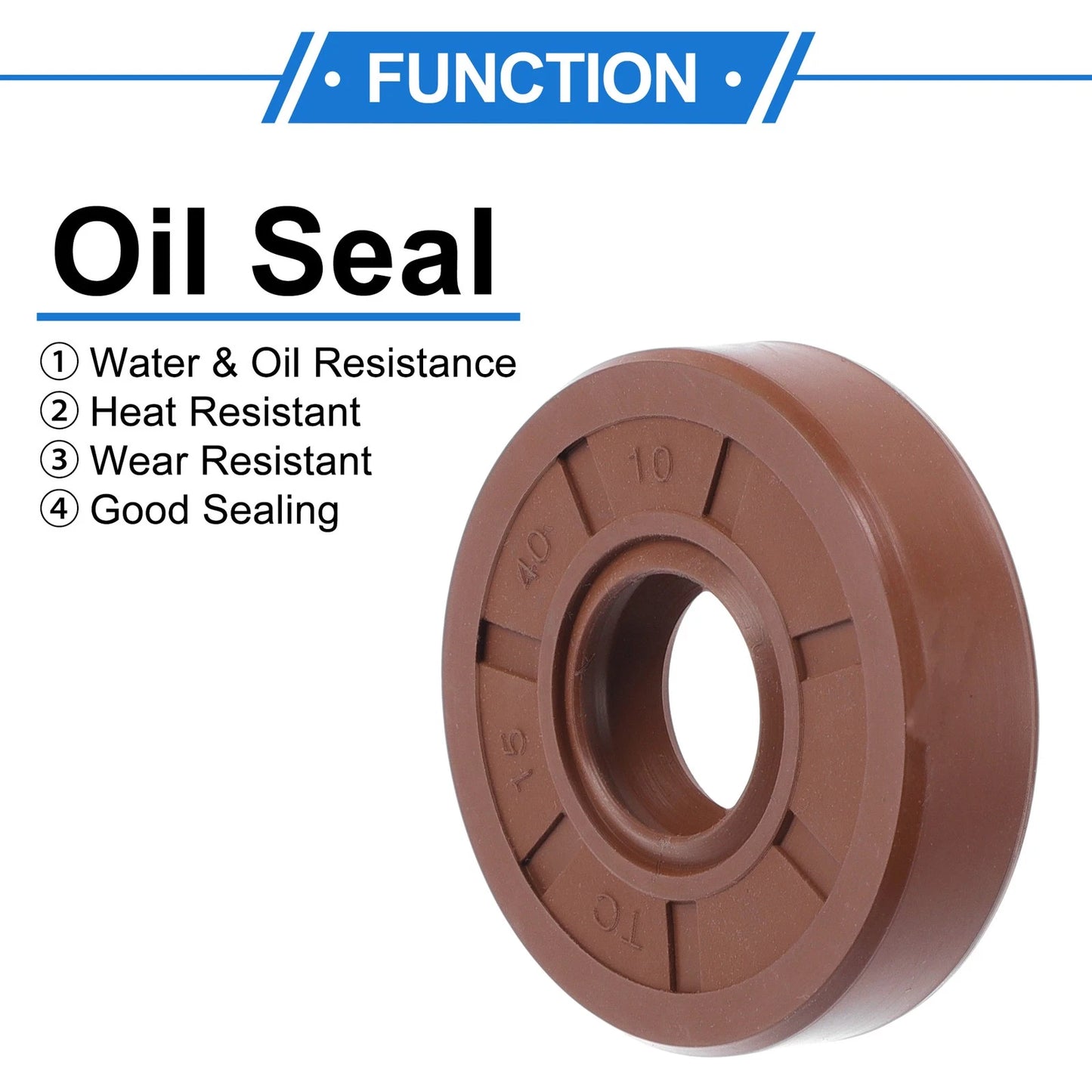 Oil Seal 15x40x10mm Brown 2 Pcs for Make Model