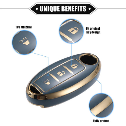 3 Button Key Fob Shell Cover Case for Nissan Altima Armada TPU Blue