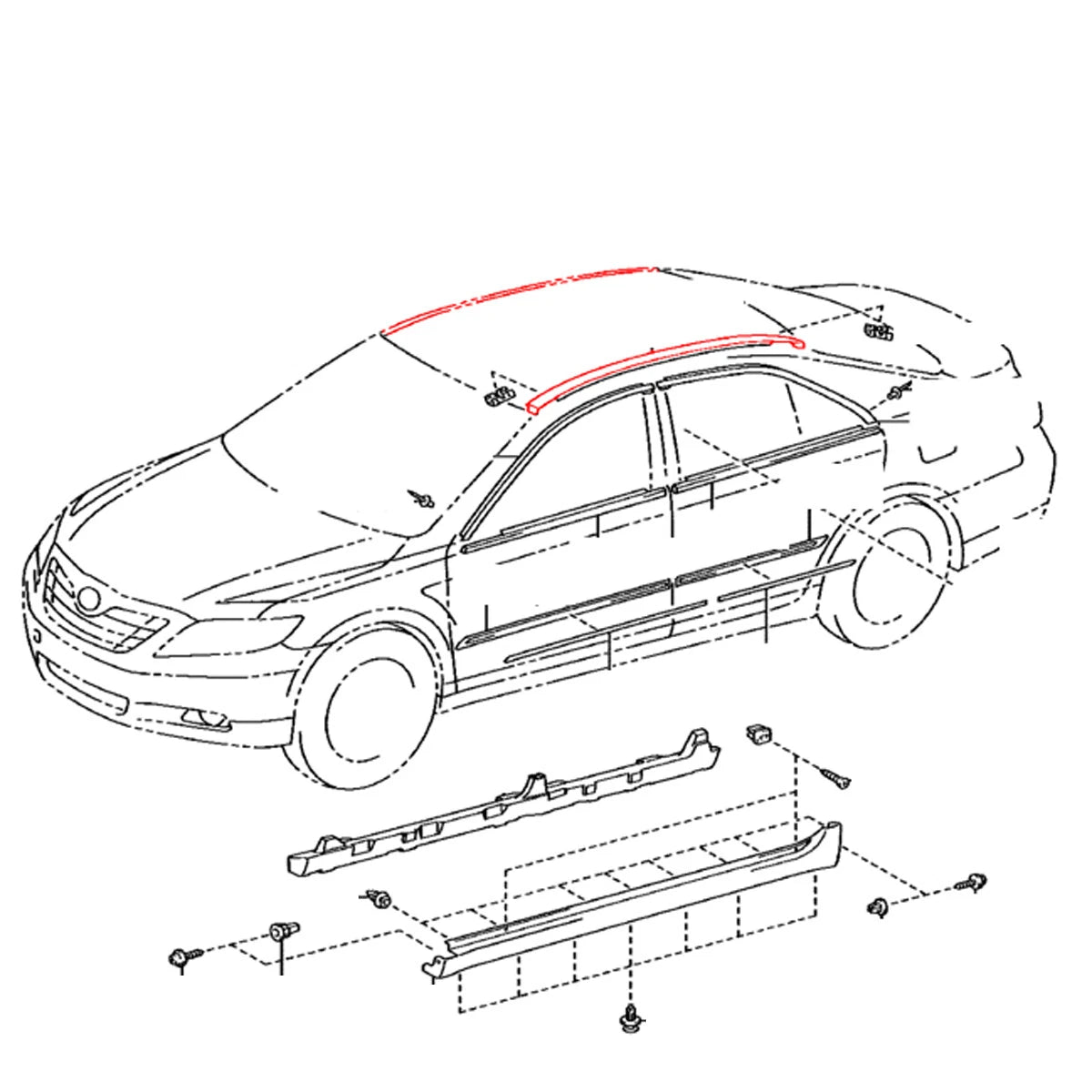 Roof Drip Molding for Toyota Camry Hybrid 2006-2011