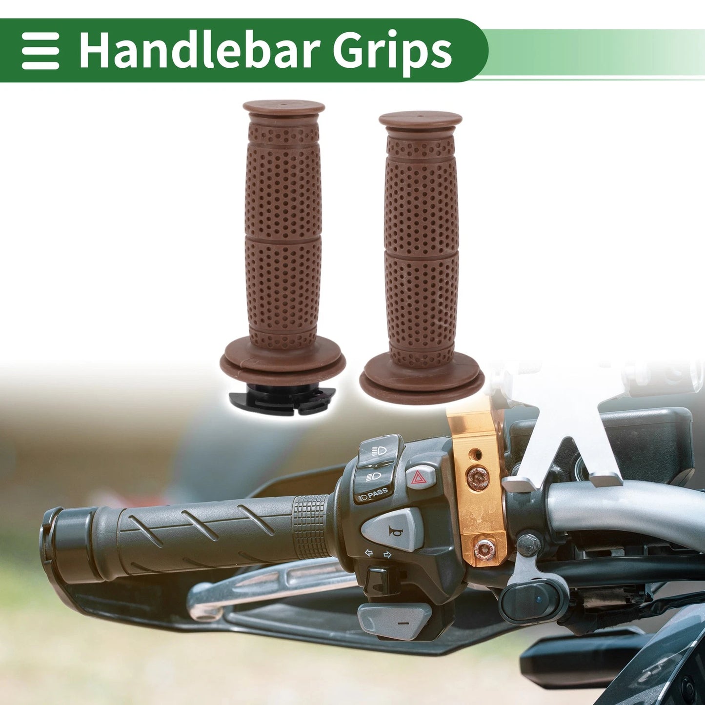 7/8" 22mm Hand Grips Cover Handlebar Cover TPU Brown for Motorcycle