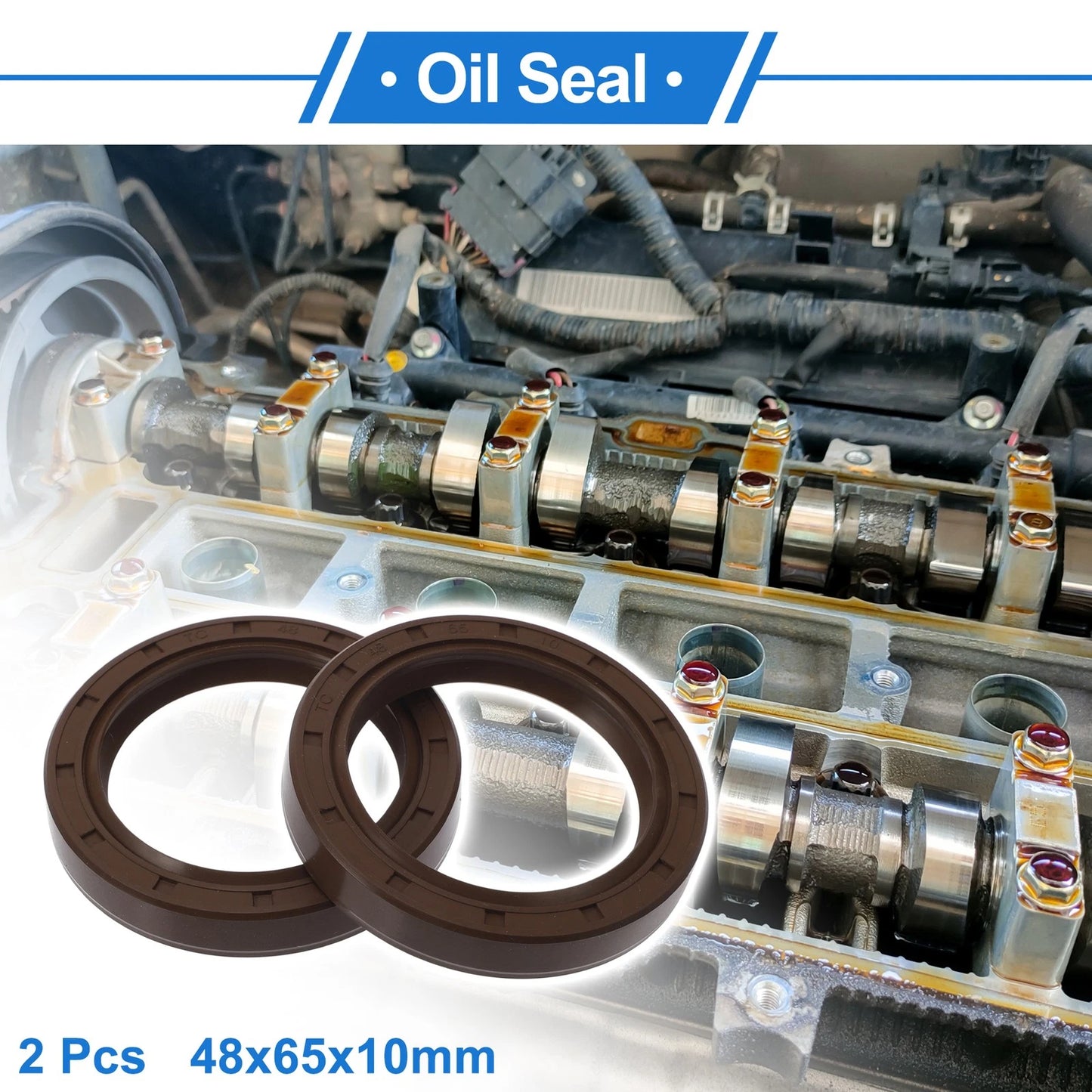 Oil Seal 48x65x10mm Brown FKM Rubber 2 x for Make Model