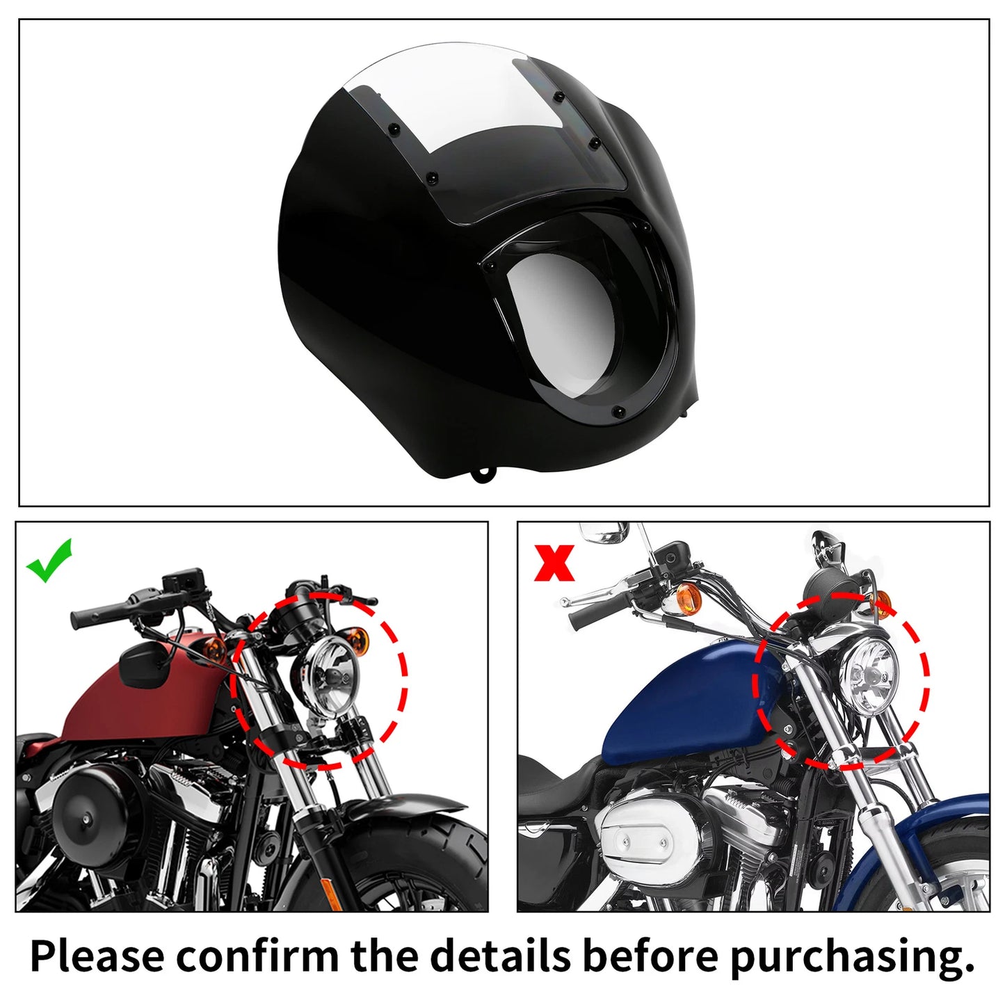 Black & Clear Quarter Fairing Windshield Kit for Harley Sportster Dyna