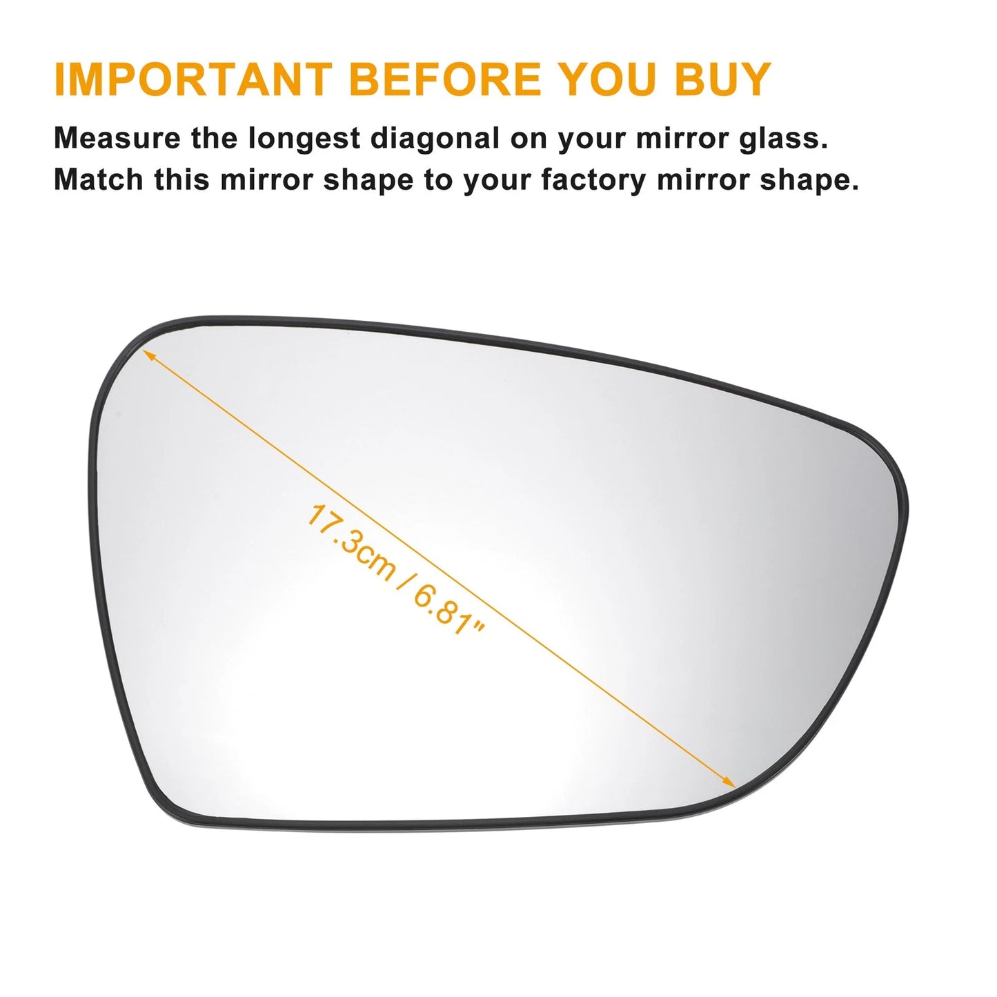 Right Side Heated White Mirror Glass for KIA Ceed (2012-2018)