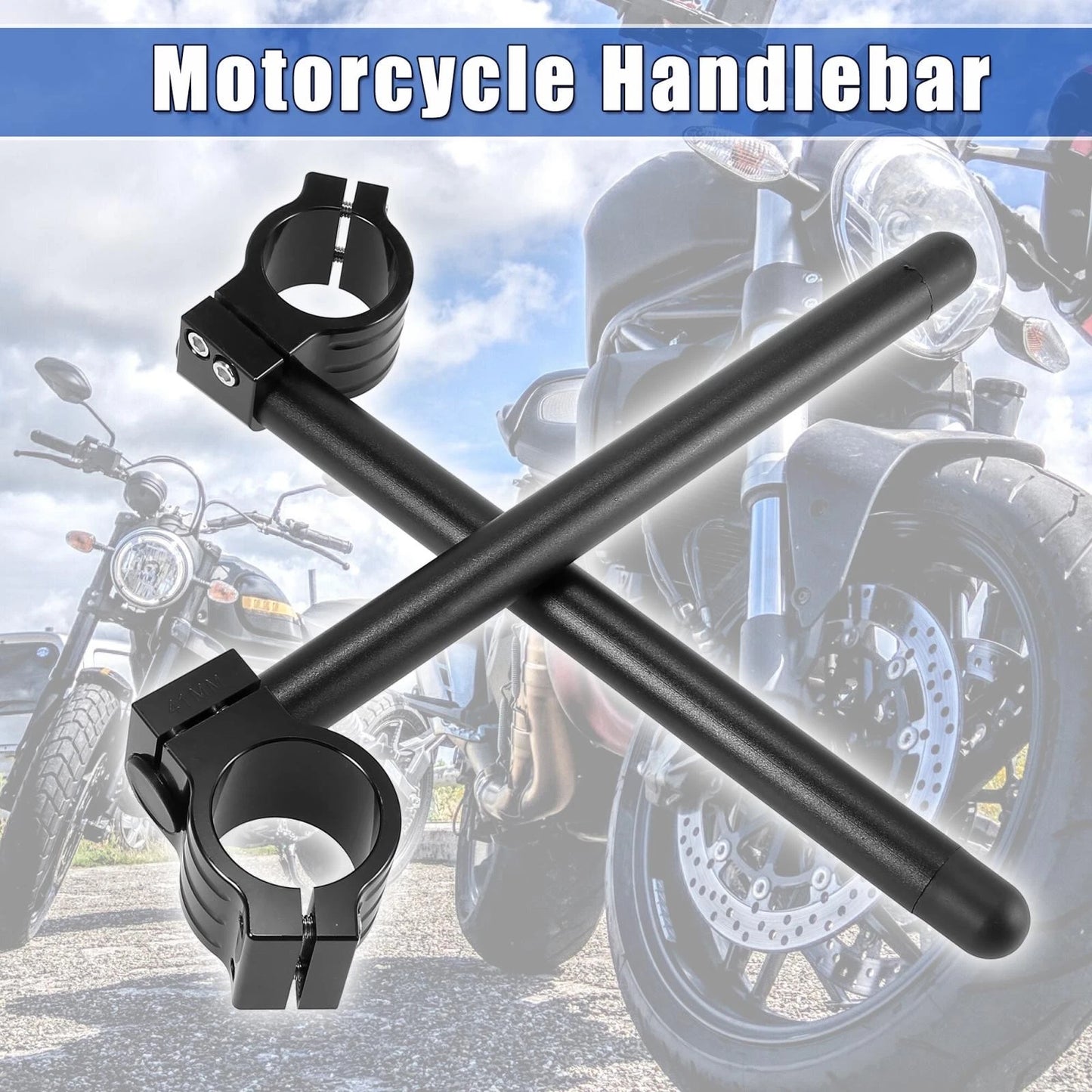1 Pair / 41mm / Motorcycle Handlebar Clip Ons Black for Universal