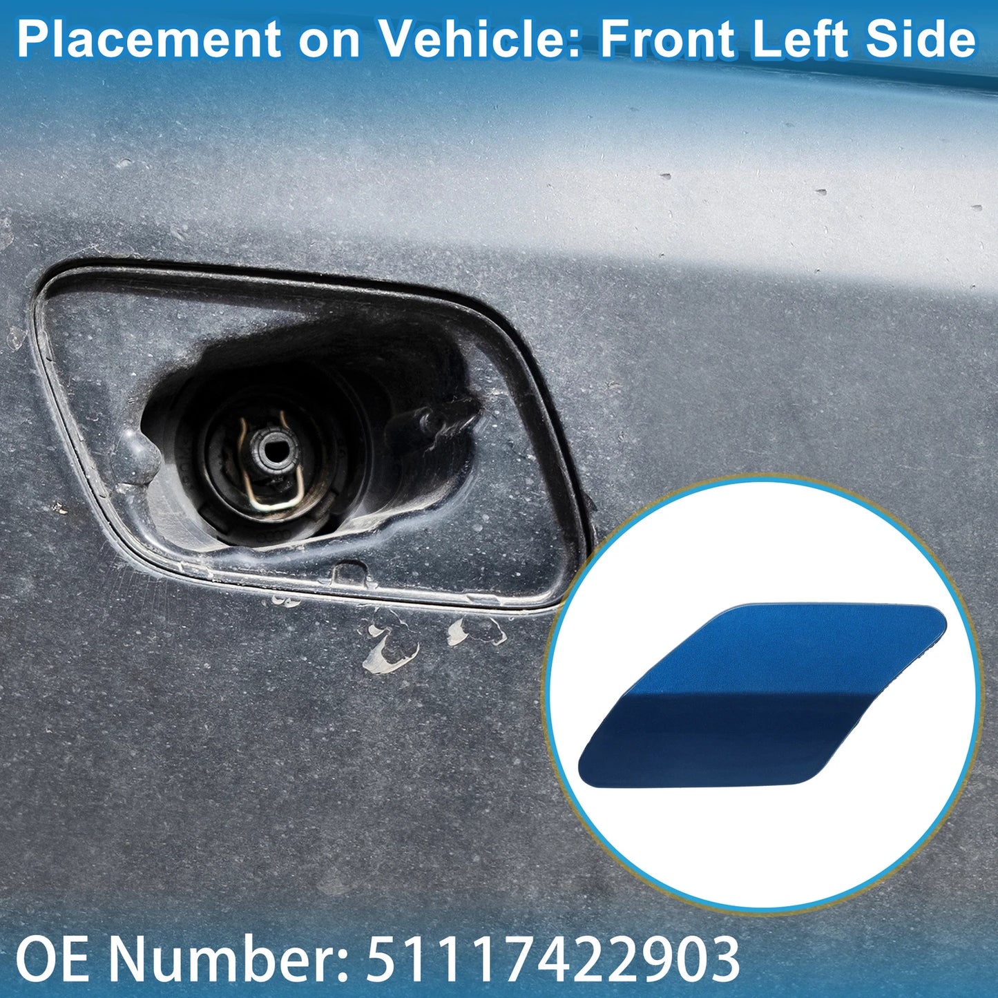 Front Left Washer Nozzle Cover for BMW X6 (2015-2019) - Blue 1 x Cap
