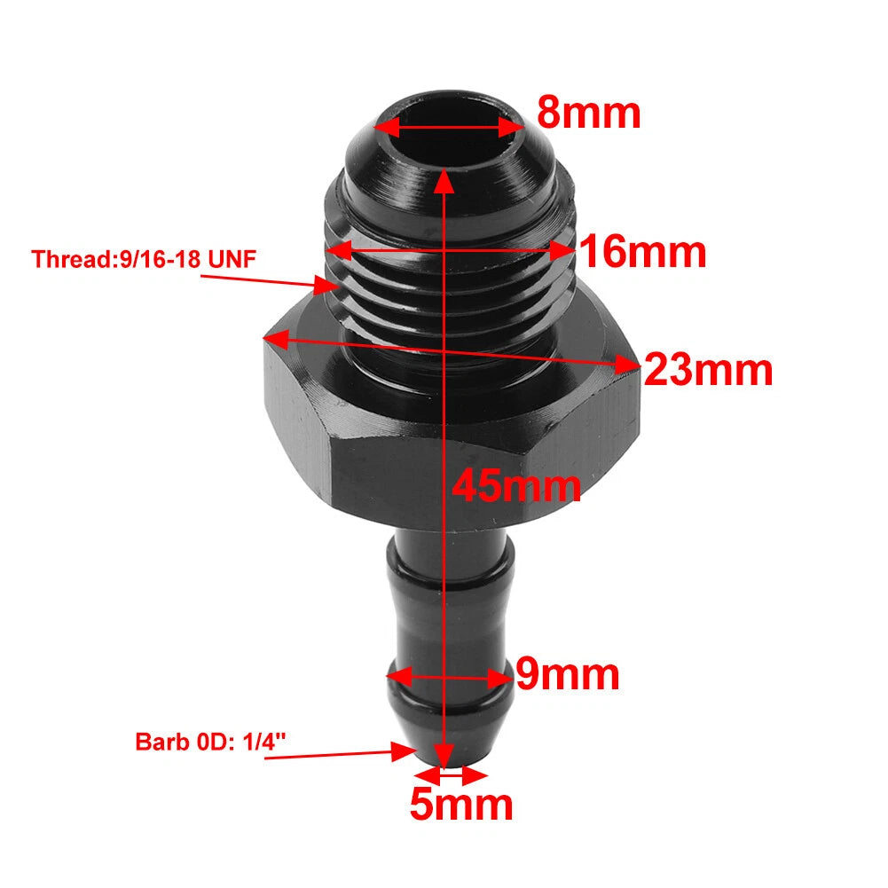 6AN Male to 1/4" Barb Push Lock Fitting Oil Fuel Hose Adapter for Car