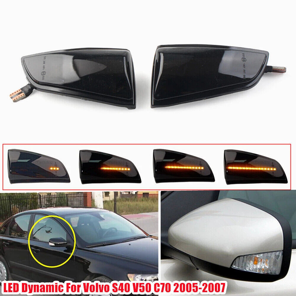 2 x Sequential LED Turn Signal Lights for Volvo S40 V50 (2003-2012)