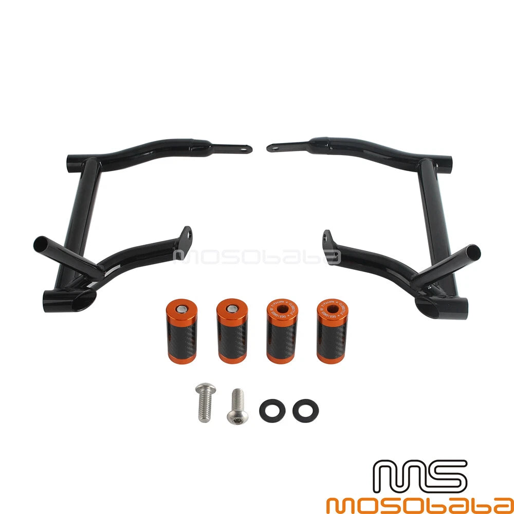 Saddlebag Bracket Guard Crash Bars & 4 x End Tube Sliders for Harley FLHXS (2014)