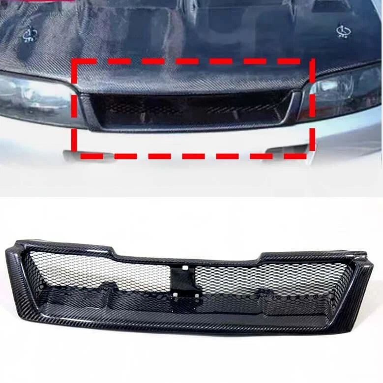 Real Carbon Fiber Front Bumper Grill Grille Fit for Nissan Skyline R33 GTR