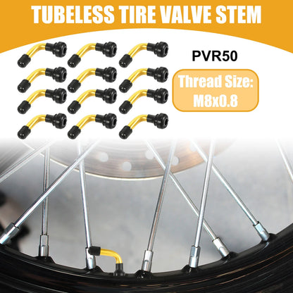 12 Pcs PVR50 Tubeless Tire Valve Universal for Cars Motorcycles Gold Tone