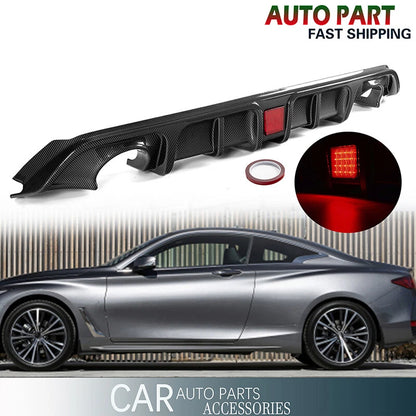 Carbon Black Rear Bumper Diffuser with LED Brake Light for Infiniti Q60 (2017-2022)