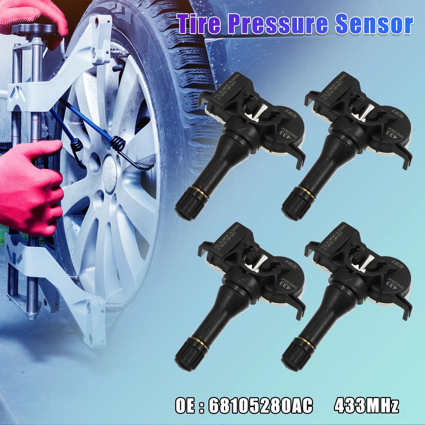 4 x Tire Pressure Monitoring System Sensors 433MHz for Jeep (2011-2018)