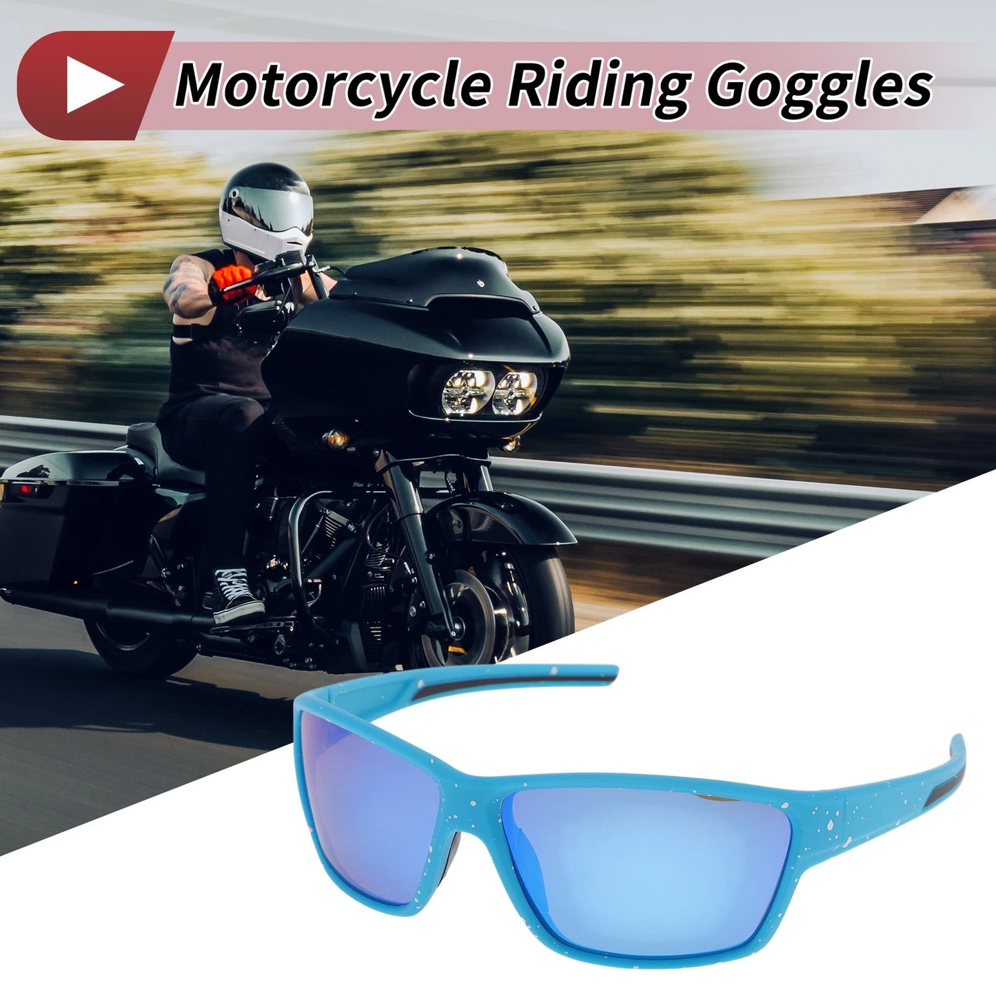 Goggles Blue Lens Blue Black Frame Tri-Acetyl Cellulos for Motorcycle