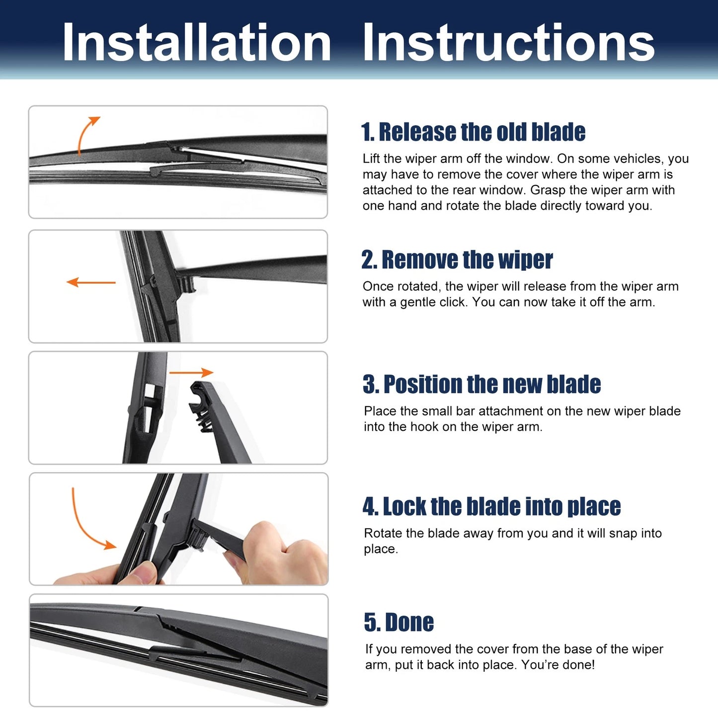 Rear Wiper Blades 250mm for Toyota RAV4 (2013-2018)