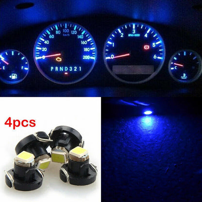 4 x Blue T3 Neo Wedge LED Dashboard HVAC Light Bulbs