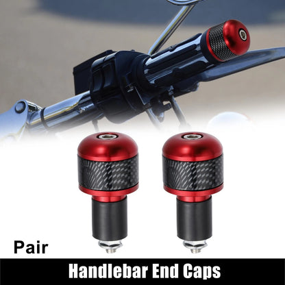 Handlebar End Plugs 7/8" 22mm Red Carbon Fiber Pattern for Motorcycle