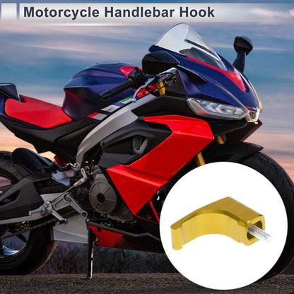 L-Shape Aluminum Alloy Motorcycle Hanging Hook 1 Set Gold Tone 46mm Length