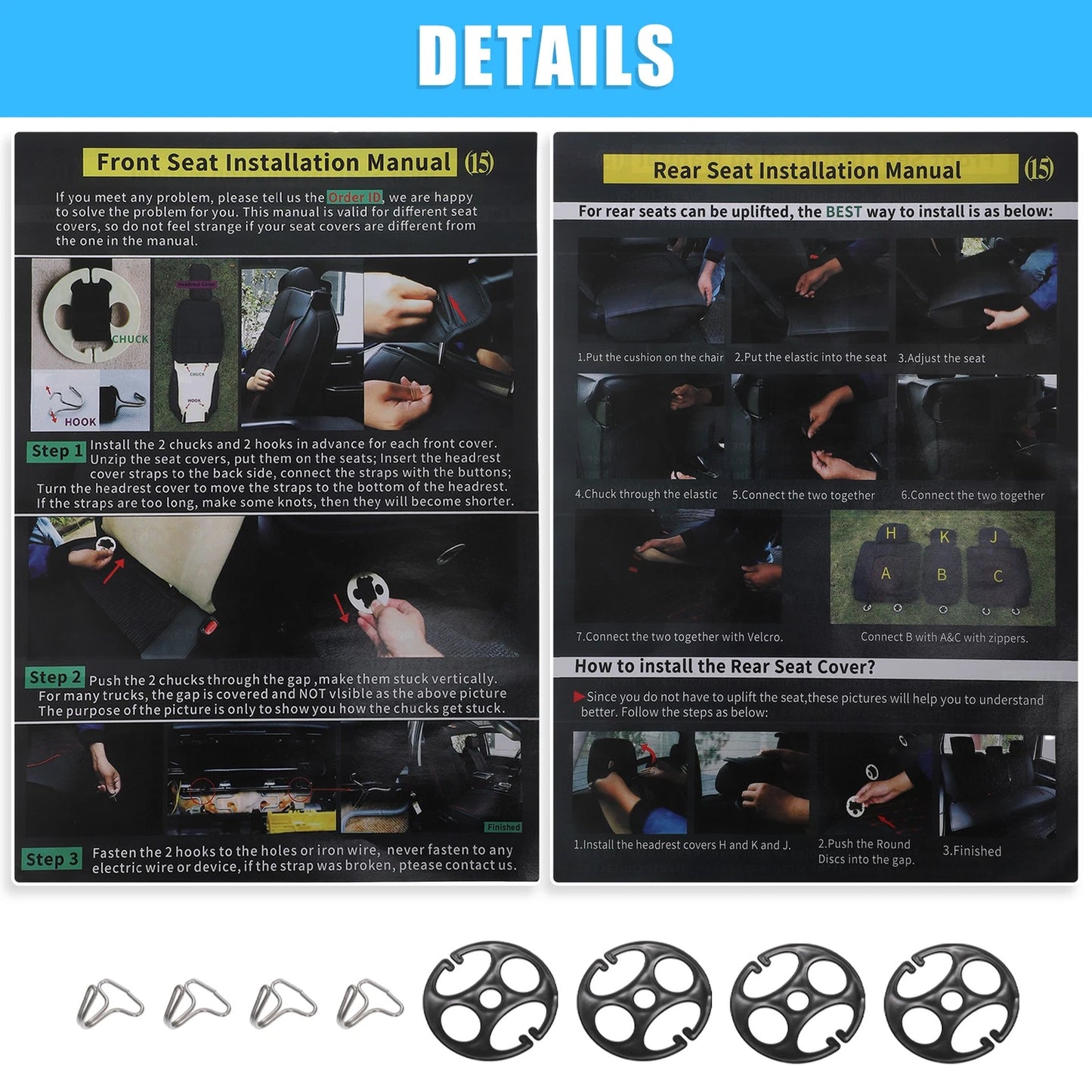 Black Front Seat Covers for Toyota Tacoma (2005-2024)