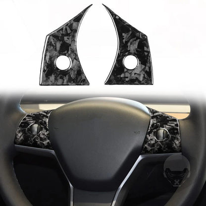 Forged Carbon Fiber Steering Wheel Button Cover Trim for Tesla Model 3/Y
