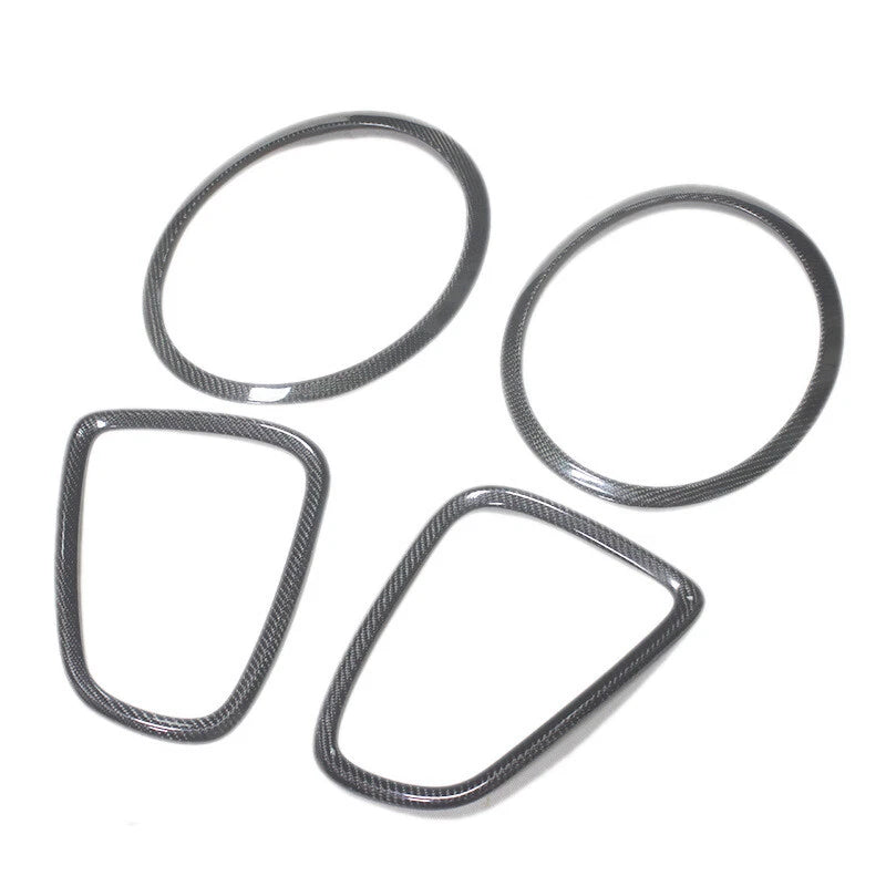 4pcs Carbon Fiber Rear Front Headlight Bezel Cover Trim fit For Mini Cooper R56