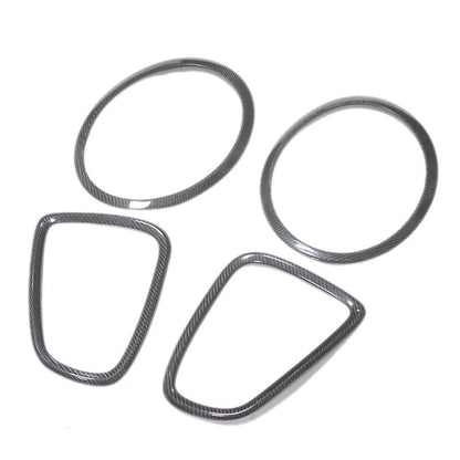 4pcs Carbon Fiber Rear Front Headlight Bezel Cover Trim fit For Mini Cooper R56