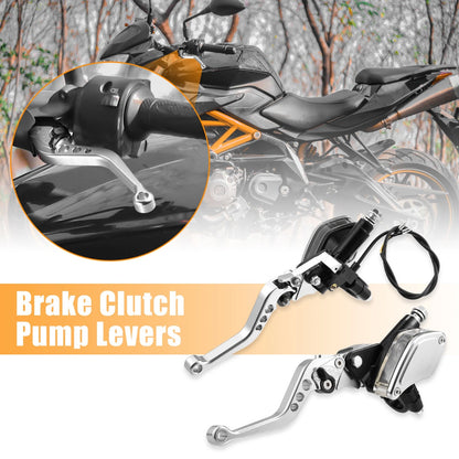 1 Pair Brake Clutch Pump Lever for 7/8" 22mm Motorcycle Handlebar Silver Tone