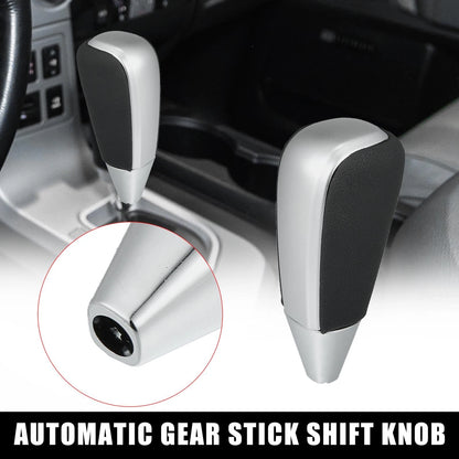 Gear Shift for Toyota Land Cruiser Black Faux Leather Silver Tone