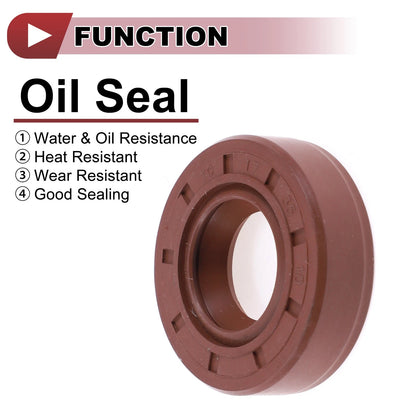 Oil Seal 17x35x10mm 2 x Seal Ring FKM Rubber Brown for Make Model