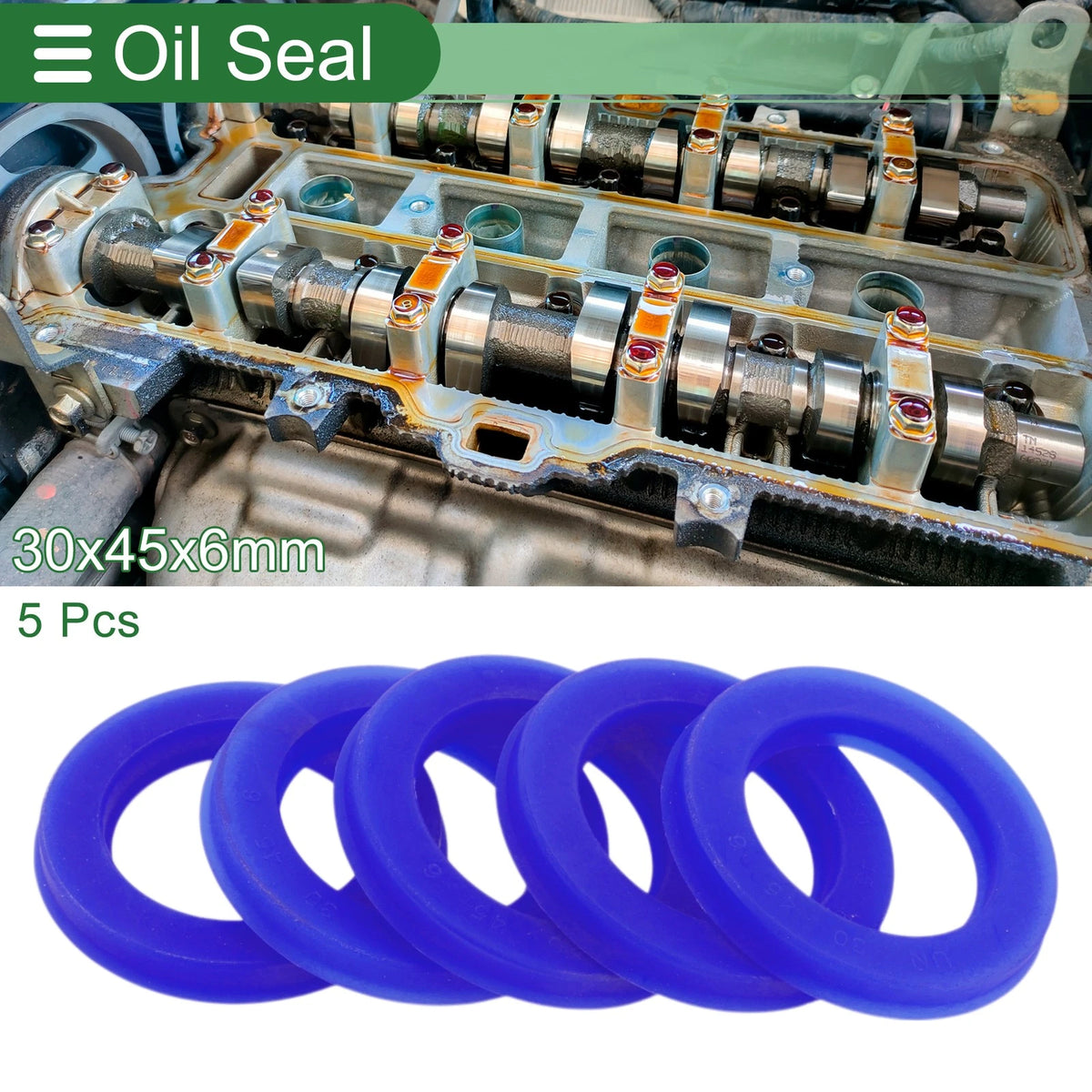 Oil Seal 30x45x6mm TPU High Pressure Blue 5 Pcs